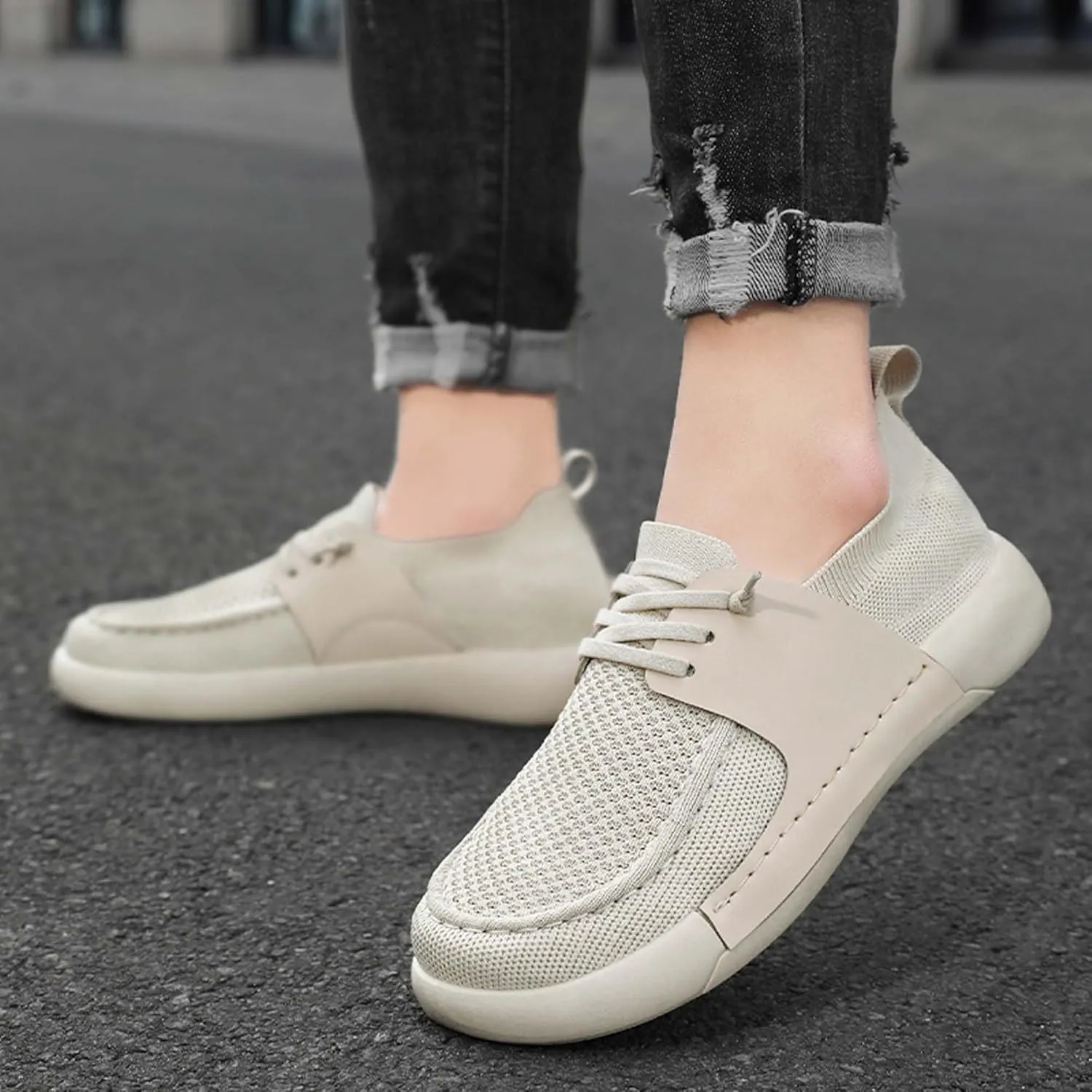 Men's Breathable Loafers Lightweight Soft Sole Casual Walking Outdoor Sports Running Tennis Fitness Comfortable Work Shoes