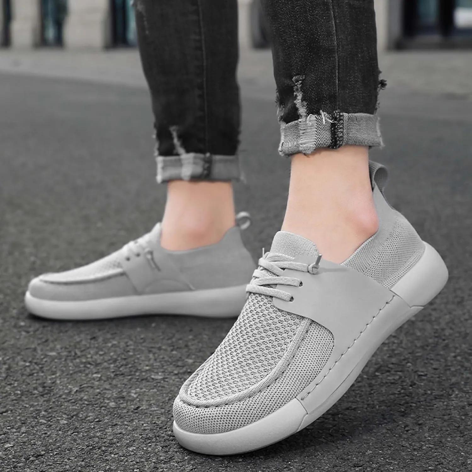 Men's Breathable Loafers Lightweight Soft Sole Casual Walking Outdoor Sports Running Tennis Fitness Comfortable Work Shoes