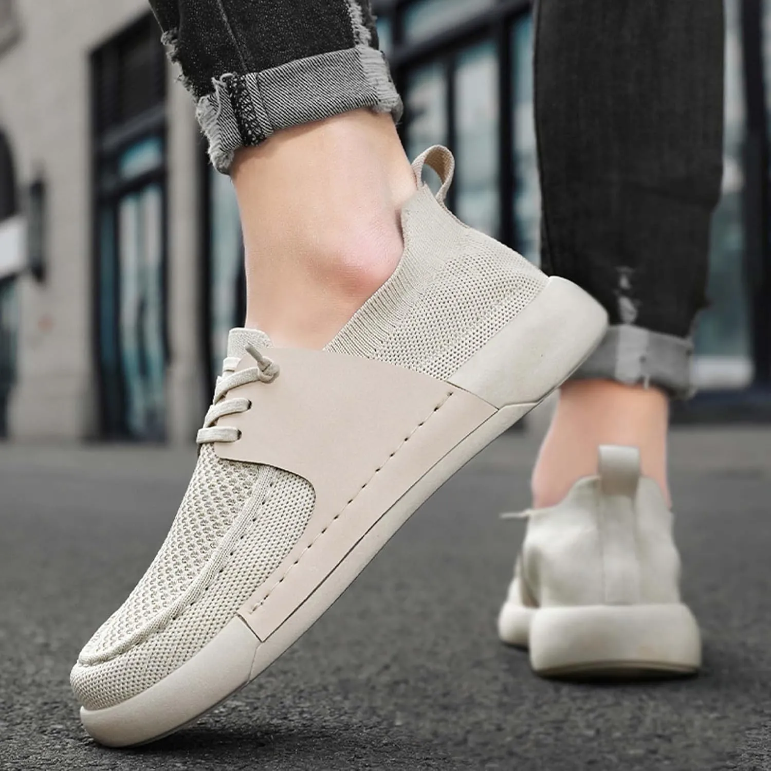Men's Breathable Loafers Lightweight Soft Sole Casual Walking Outdoor Sports Running Tennis Fitness Comfortable Work Shoes
