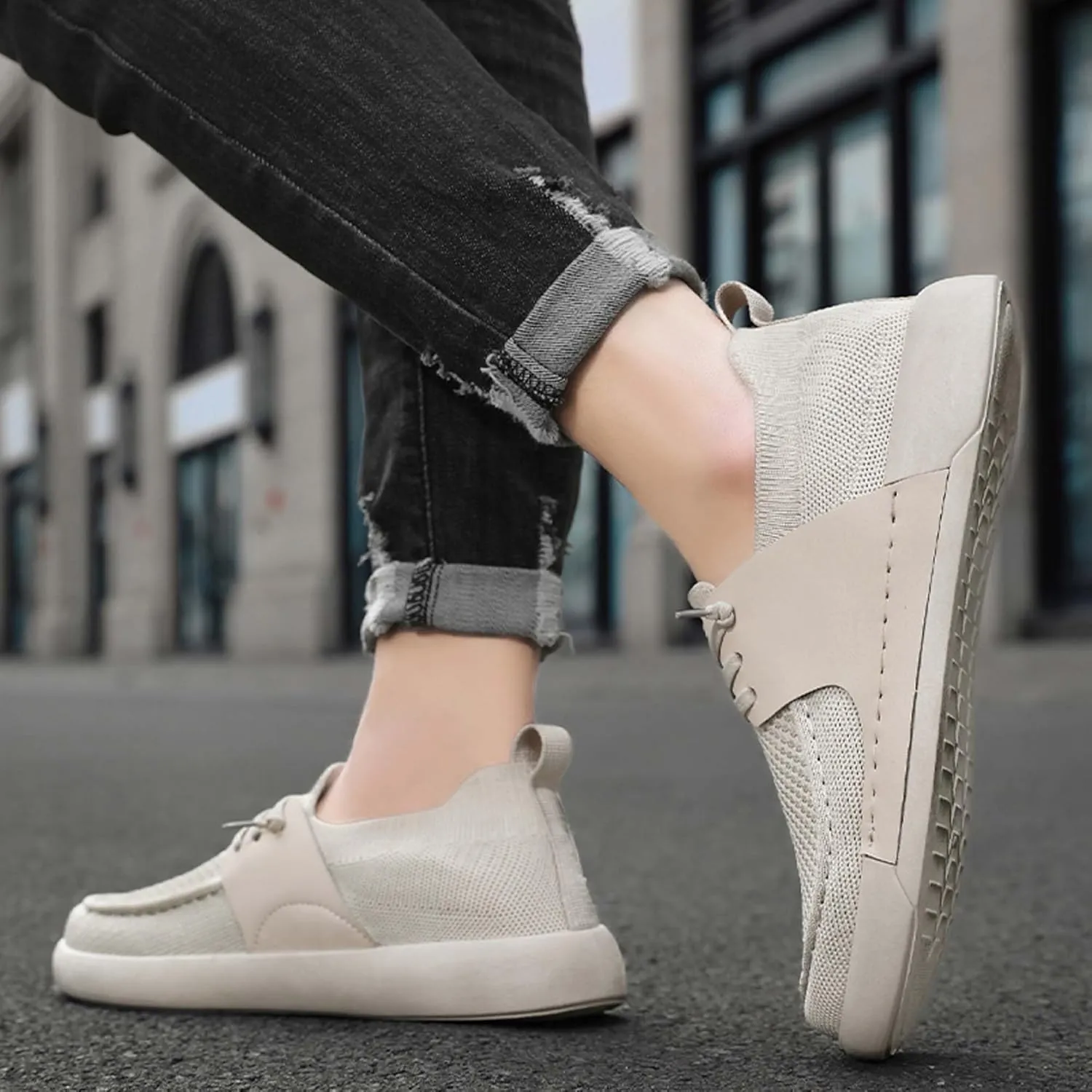 Men's Breathable Loafers Lightweight Soft Sole Casual Walking Outdoor Sports Running Tennis Fitness Comfortable Work Shoes