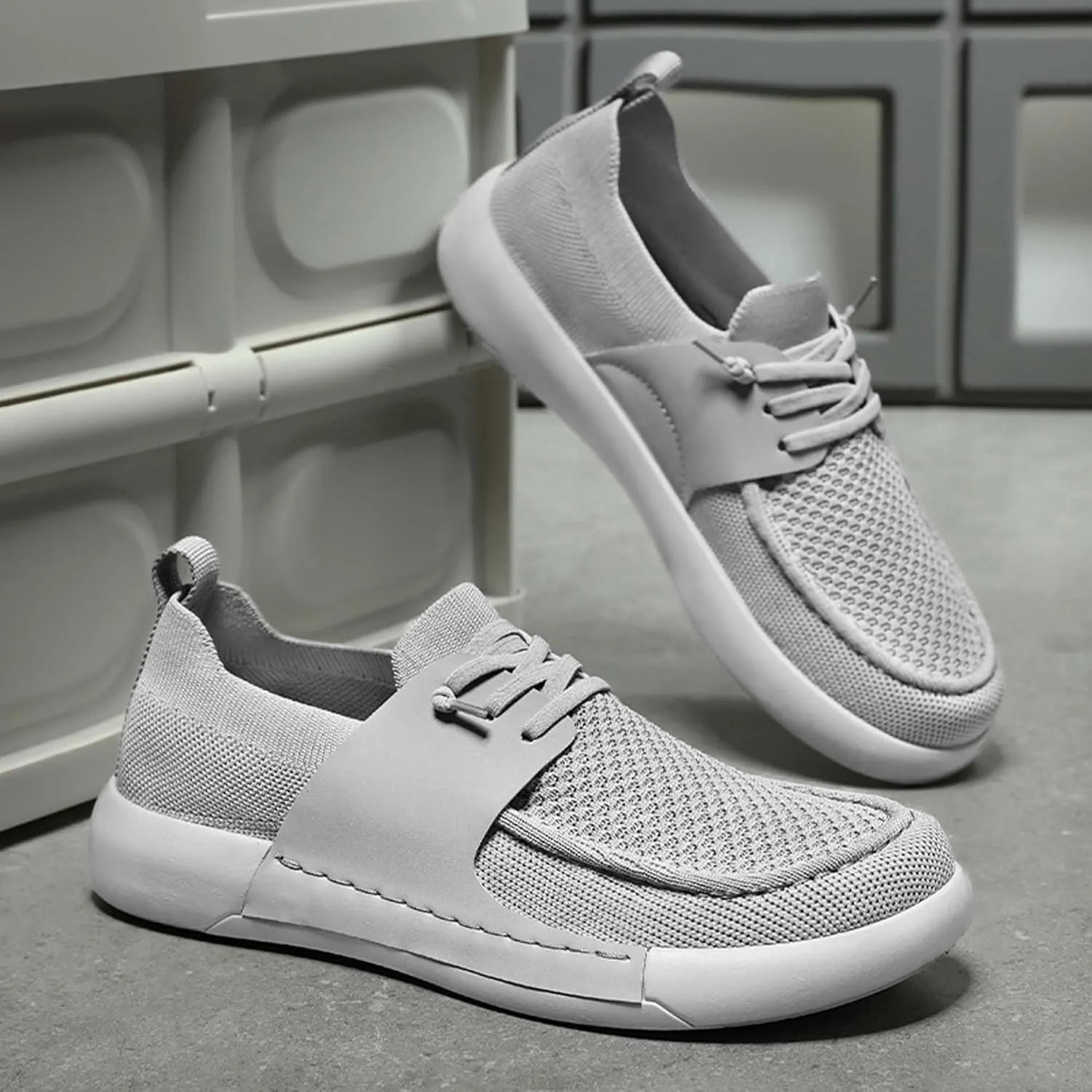 Men's Breathable Loafers Lightweight Soft Sole Casual Walking Outdoor Sports Running Tennis Fitness Comfortable Work Shoes