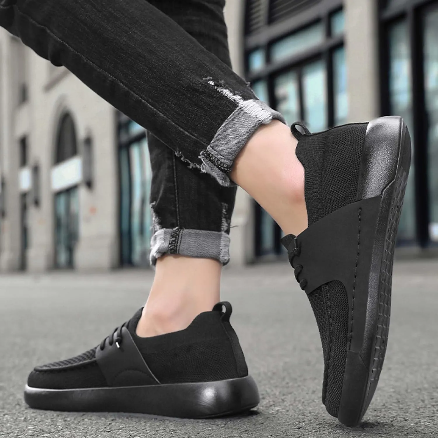 Men's Breathable Loafers Lightweight Soft Sole Casual Walking Outdoor Sports Running Tennis Fitness Comfortable Work Shoes