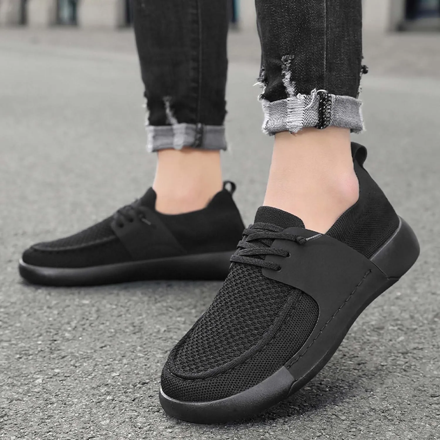 Men's Breathable Loafers Lightweight Soft Sole Casual Walking Outdoor Sports Running Tennis Fitness Comfortable Work Shoes