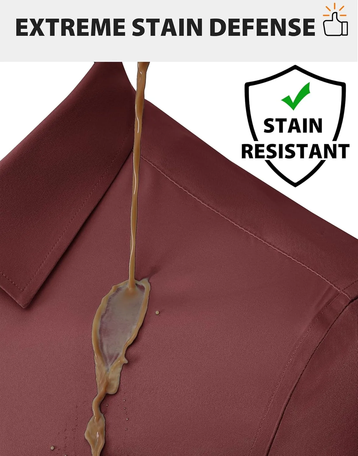 Men's Button Down Dress Shirts Short Sleeve Casual Shirts Wrinkle Free Business Shirt Stain Sheild