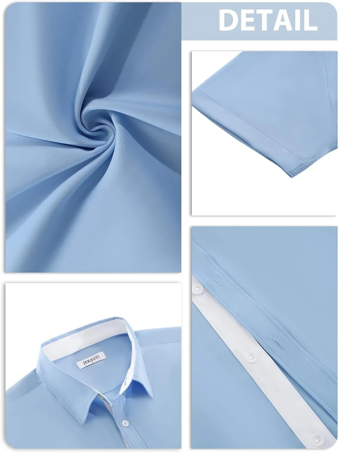 Men's Button Down Dress Shirts Short Sleeve Casual Shirts Wrinkle Free Business Shirt Stain Sheild
