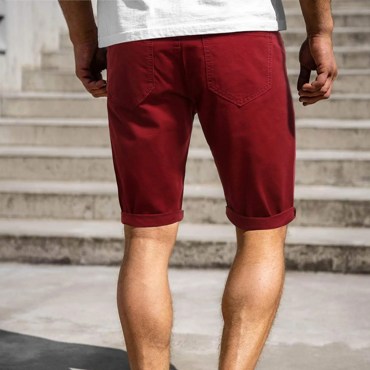 Mens Chino Shorts Big and Tall Casual Flat Front Comfy Stretch Golf Shorts Fashion Slim Fit 11" Inseam Khaki Shorts