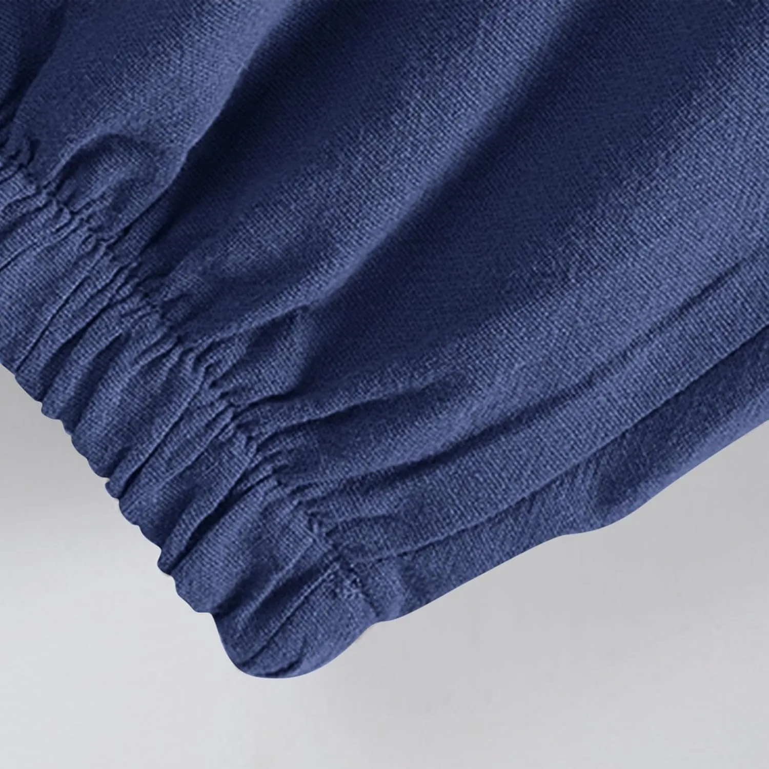 Mens Cotton Linen Pants Plus Size Loose Fit Comfy Exercise Jogger Pant Casual Solid Elastic Waist Drawstring Trouser