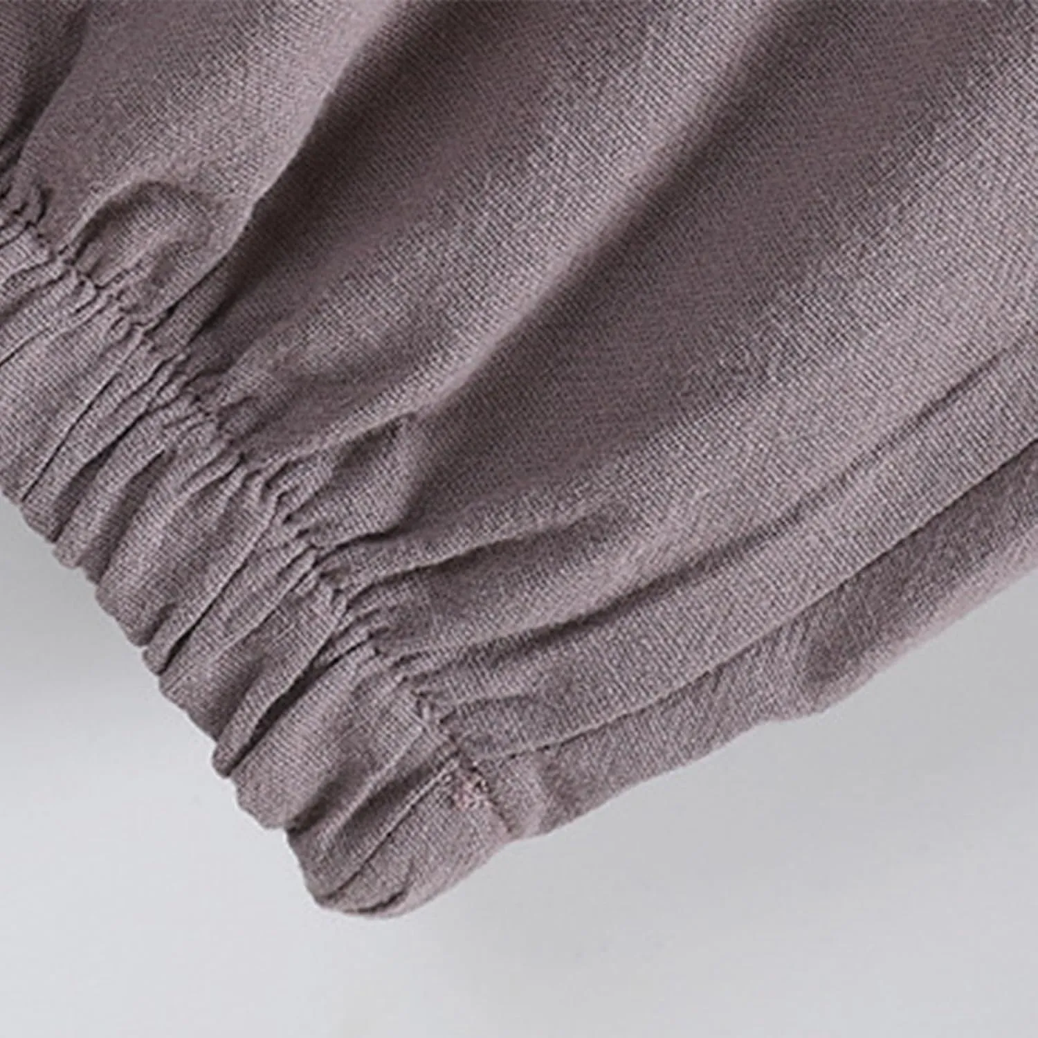 Mens Cotton Linen Pants Plus Size Loose Fit Comfy Exercise Jogger Pant Casual Solid Elastic Waist Drawstring Trouser