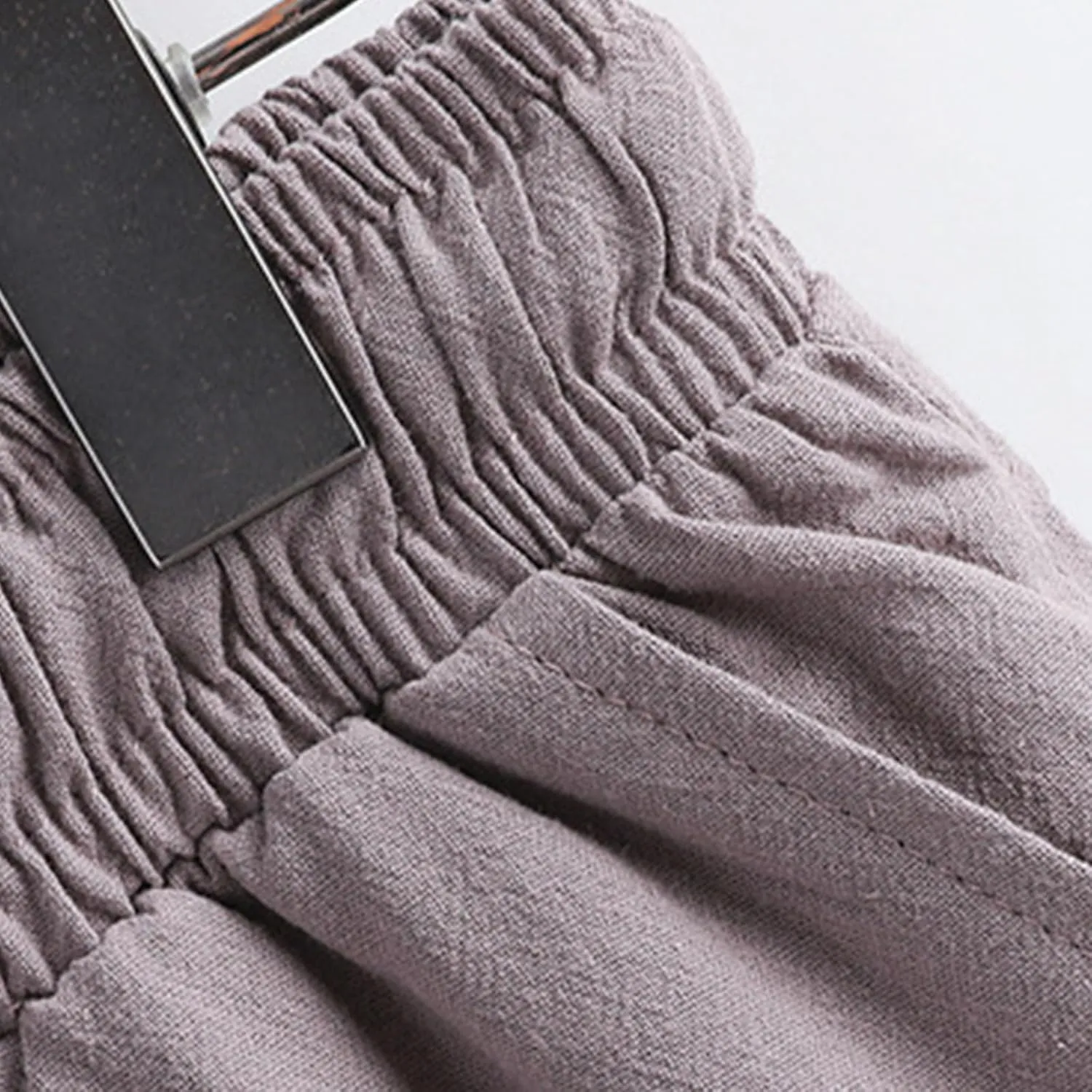Mens Cotton Linen Pants Plus Size Loose Fit Comfy Exercise Jogger Pant Casual Solid Elastic Waist Drawstring Trouser