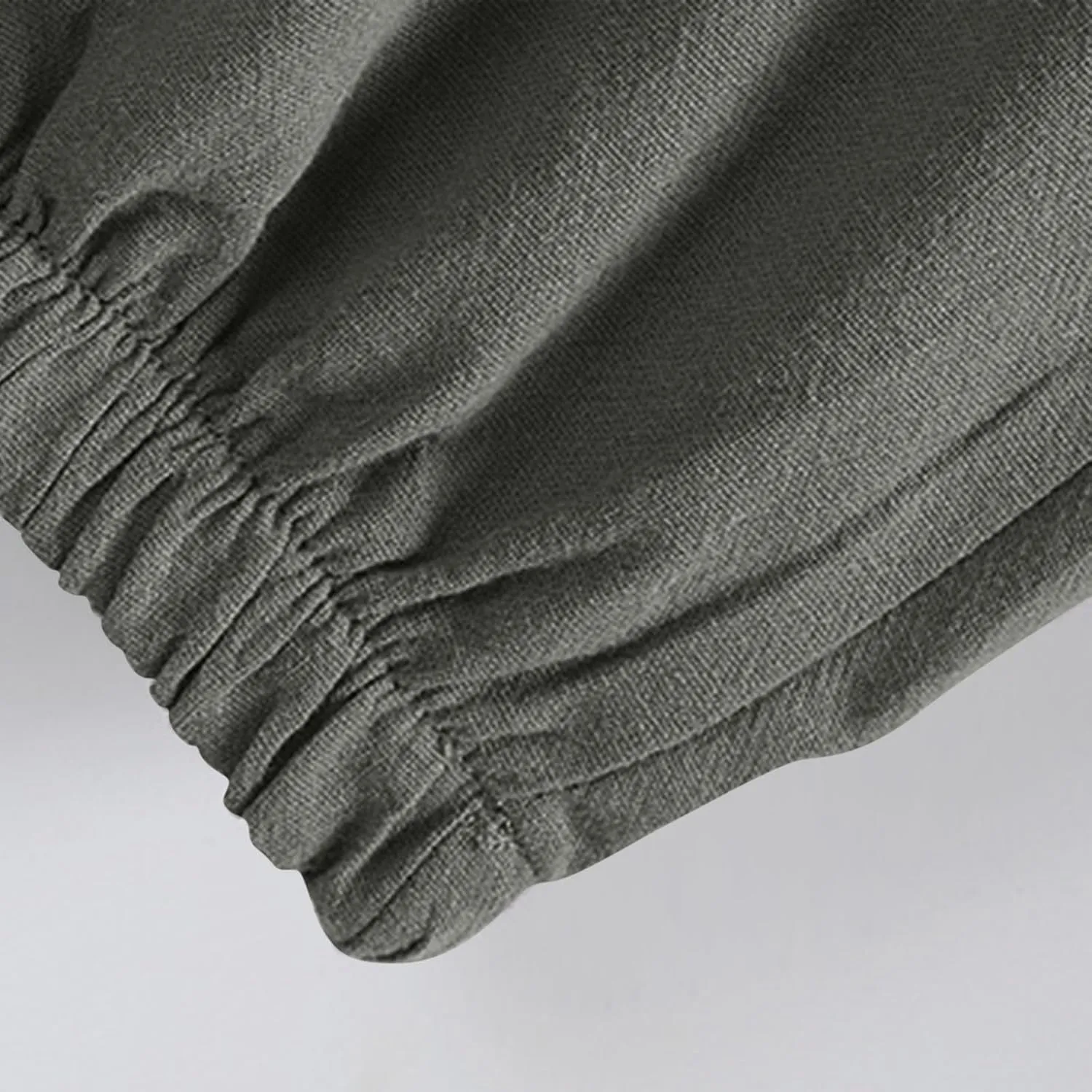 Mens Cotton Linen Pants Plus Size Loose Fit Comfy Exercise Jogger Pant Casual Solid Elastic Waist Drawstring Trouser