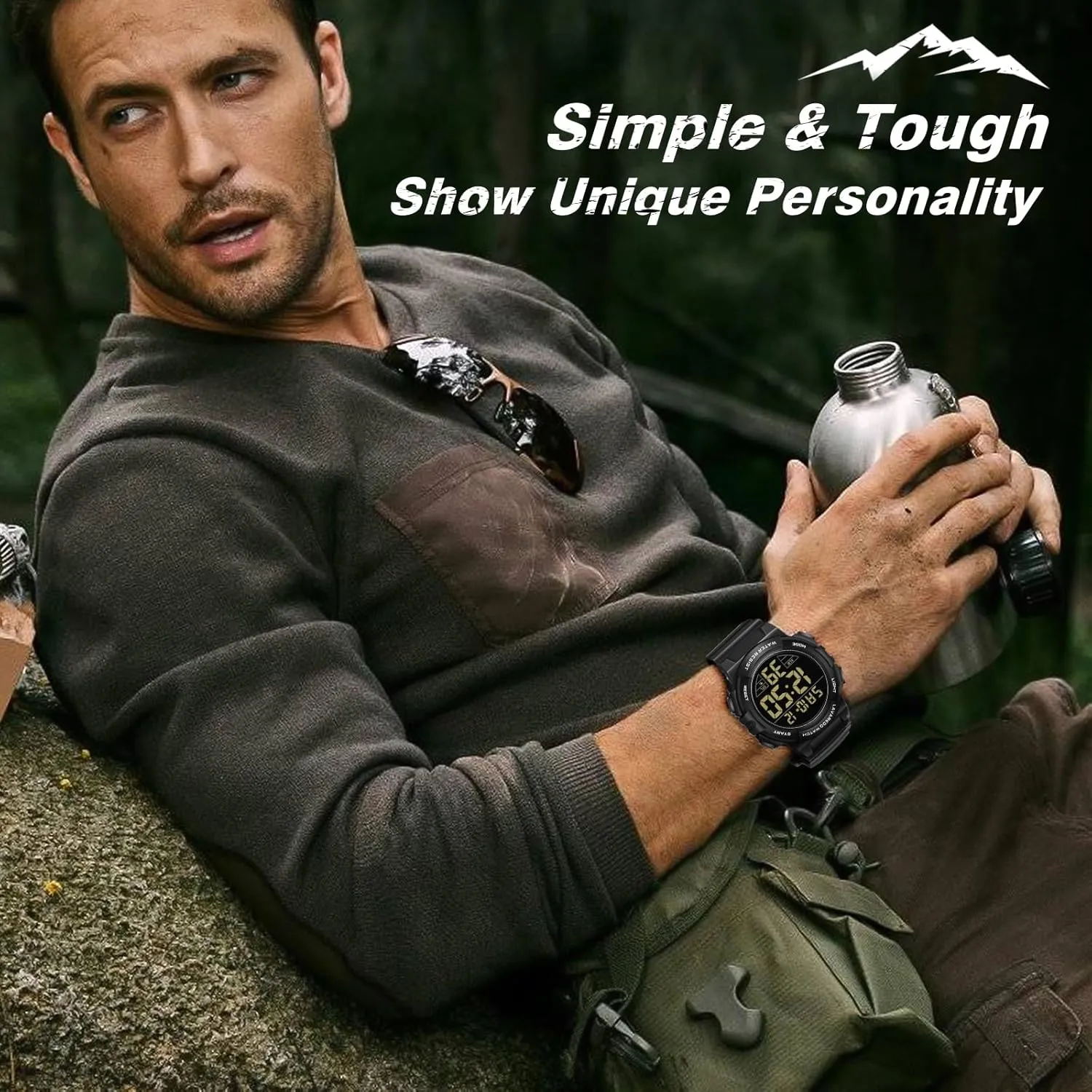 Mens Digital Watch, Sport Military Watches for Men Waterproof LED Screen Large Face Tactical Watch with Backlight Alarm Stopwatch Wrist Watch