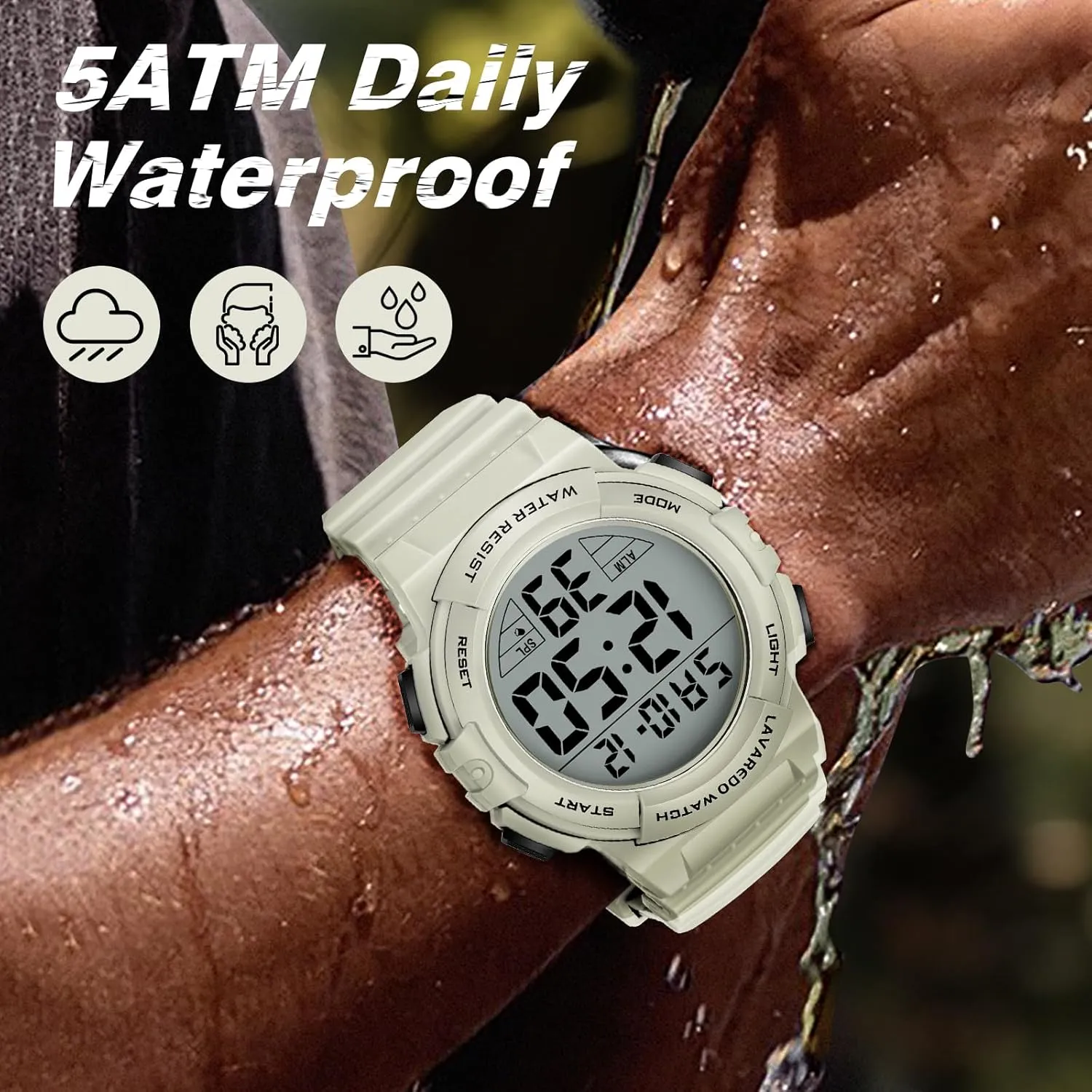 Mens Digital Watch, Sport Military Watches for Men Waterproof LED Screen Large Face Tactical Watch with Backlight Alarm Stopwatch Wrist Watch