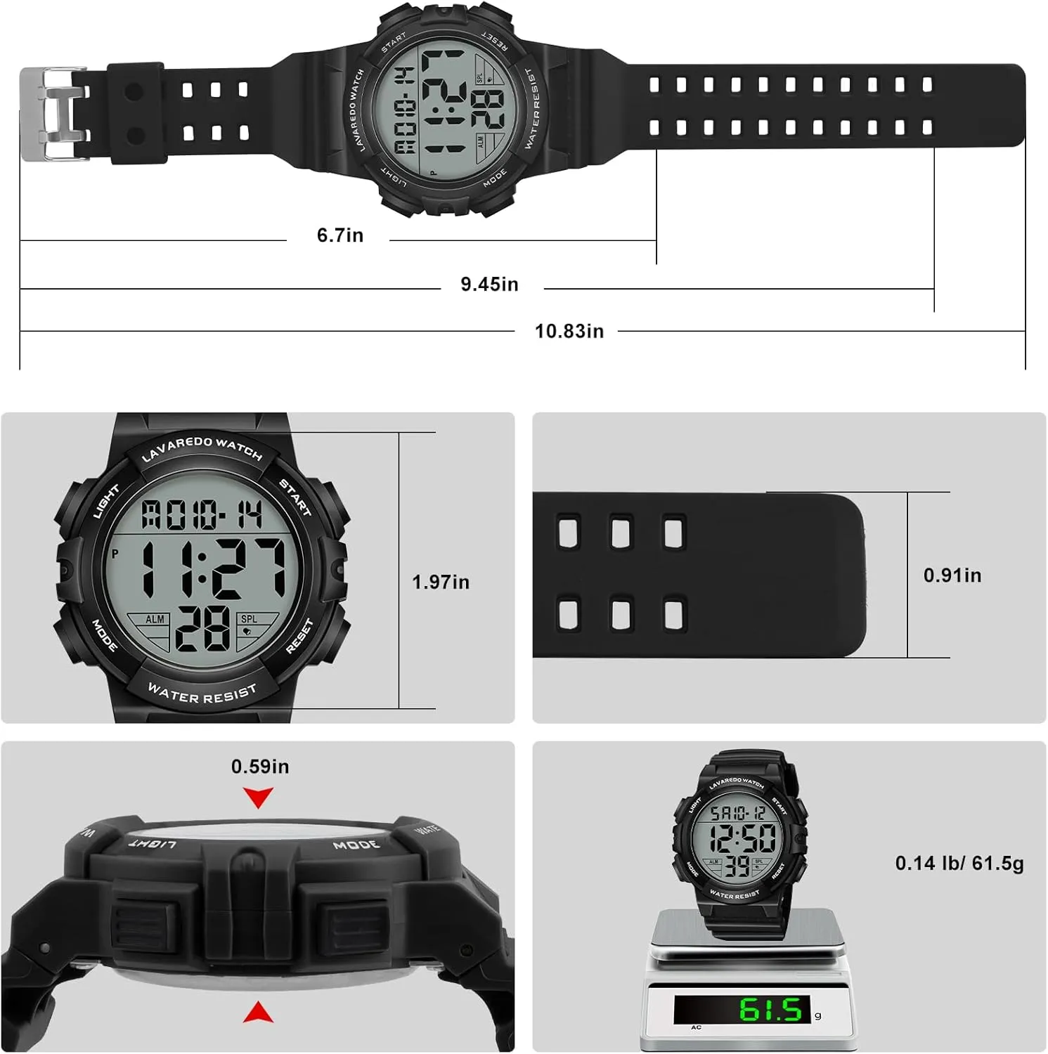 Mens Digital Watch, Sport Military Watches for Men Waterproof LED Screen Large Face Tactical Watch with Backlight Alarm Stopwatch Wrist Watch