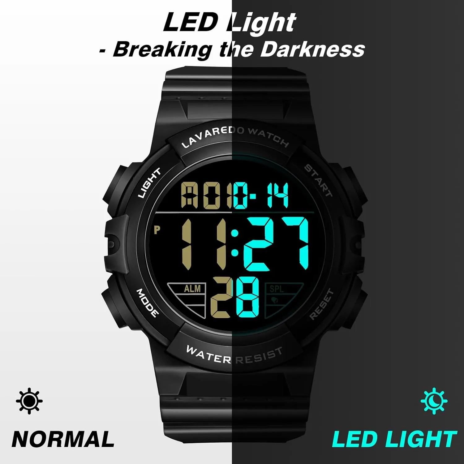Mens Digital Watch, Sport Military Watches for Men Waterproof LED Screen Large Face Tactical Watch with Backlight Alarm Stopwatch Wrist Watch