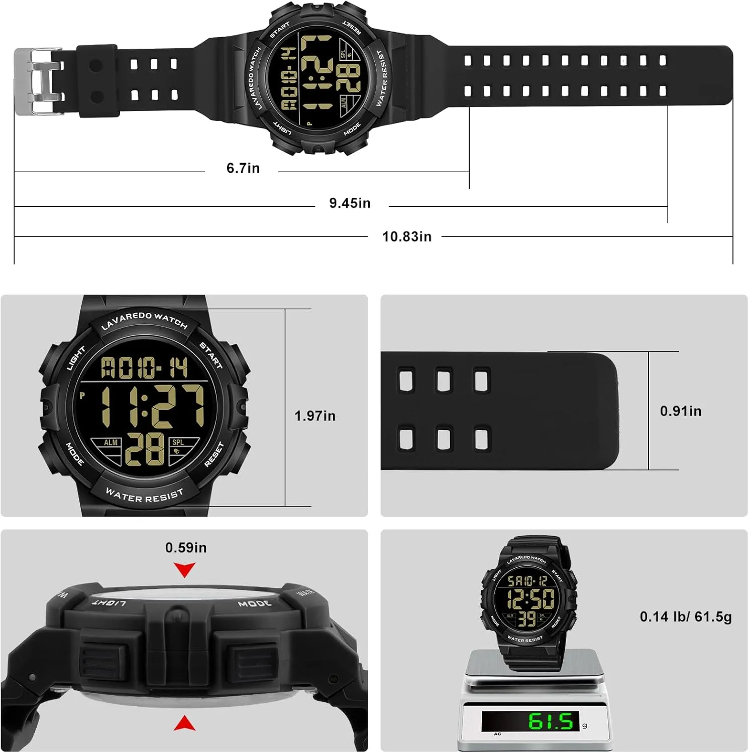 Mens Digital Watch, Sport Military Watches for Men Waterproof LED Screen Large Face Tactical Watch with Backlight Alarm Stopwatch Wrist Watch
