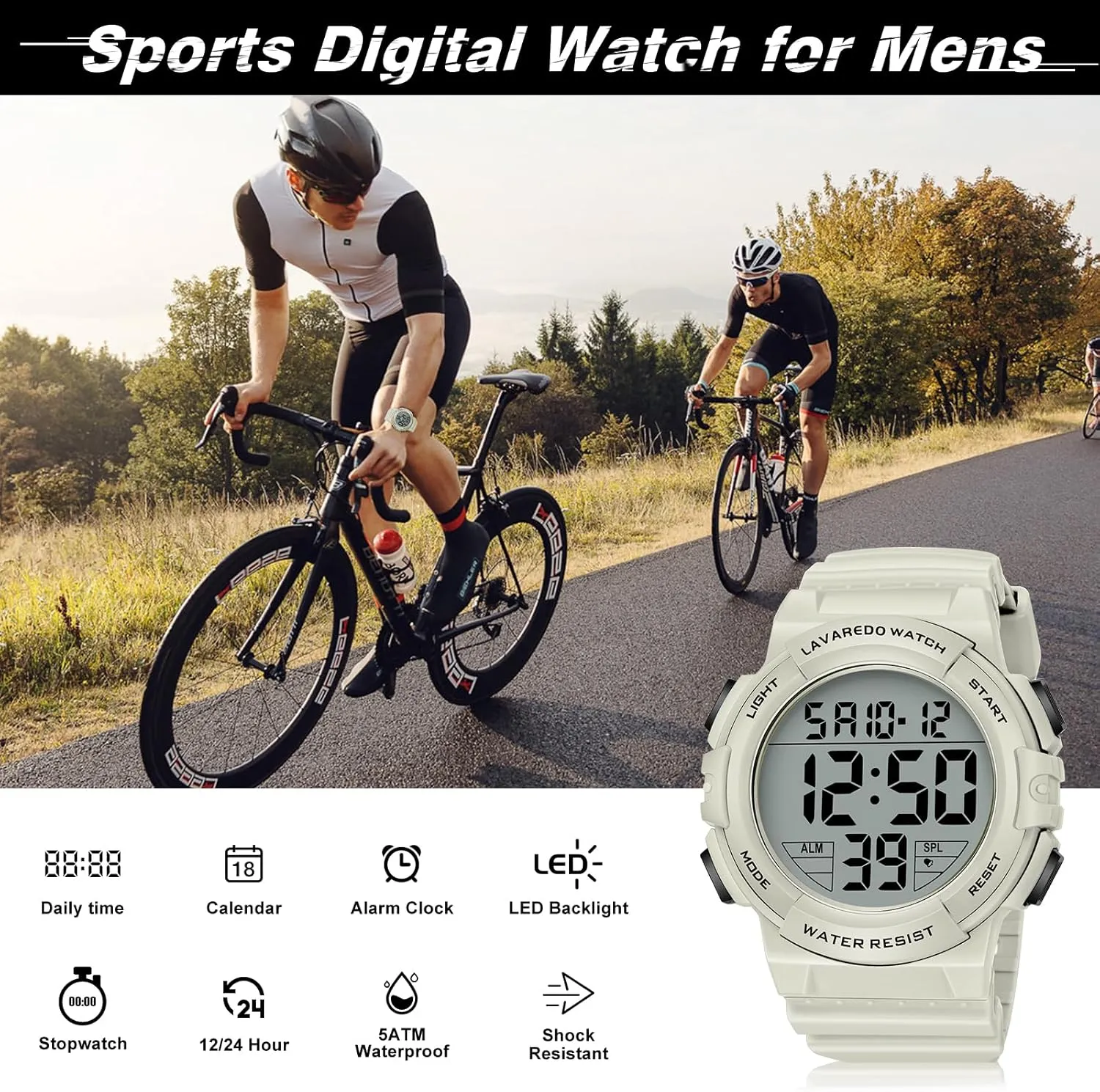 Mens Digital Watch, Sport Military Watches for Men Waterproof LED Screen Large Face Tactical Watch with Backlight Alarm Stopwatch Wrist Watch