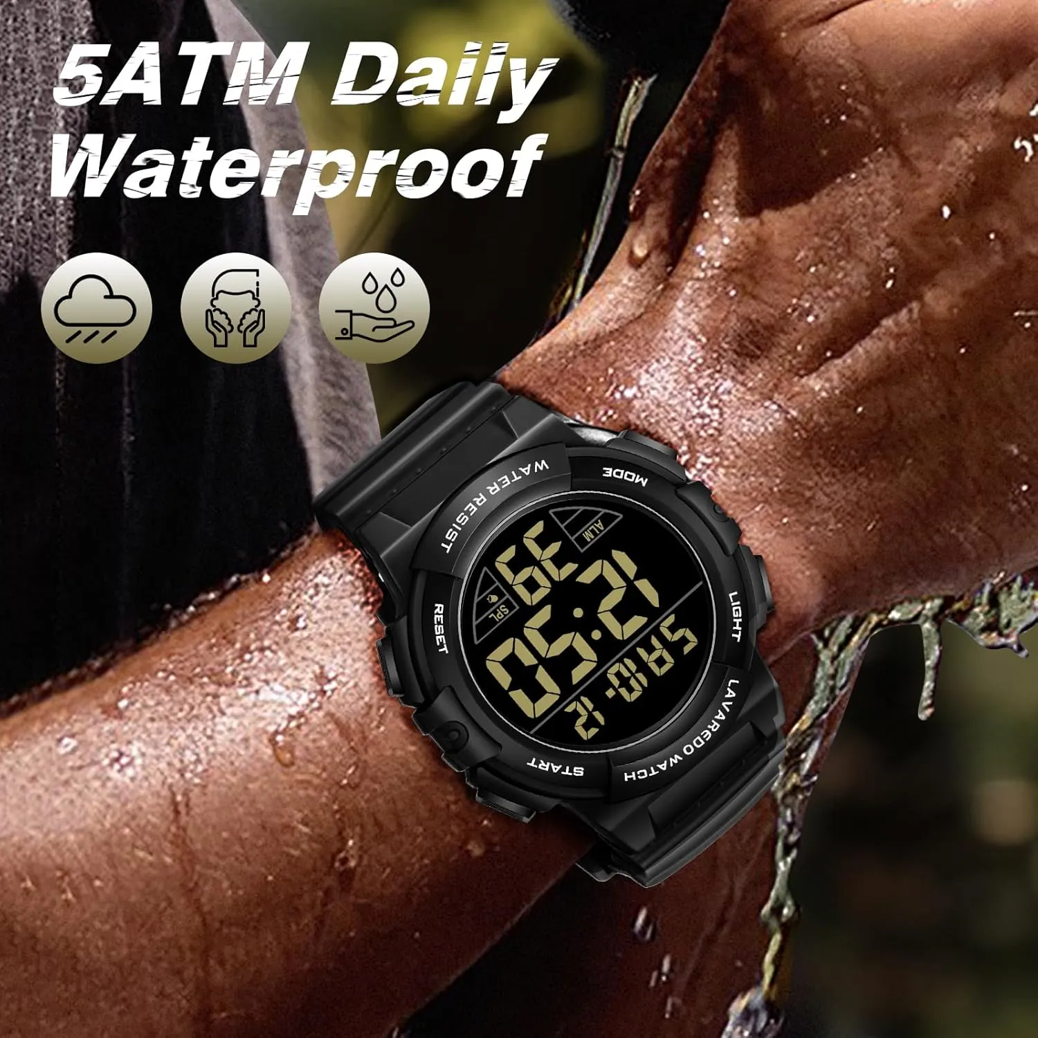 Mens Digital Watch, Sport Military Watches for Men Waterproof LED Screen Large Face Tactical Watch with Backlight Alarm Stopwatch Wrist Watch