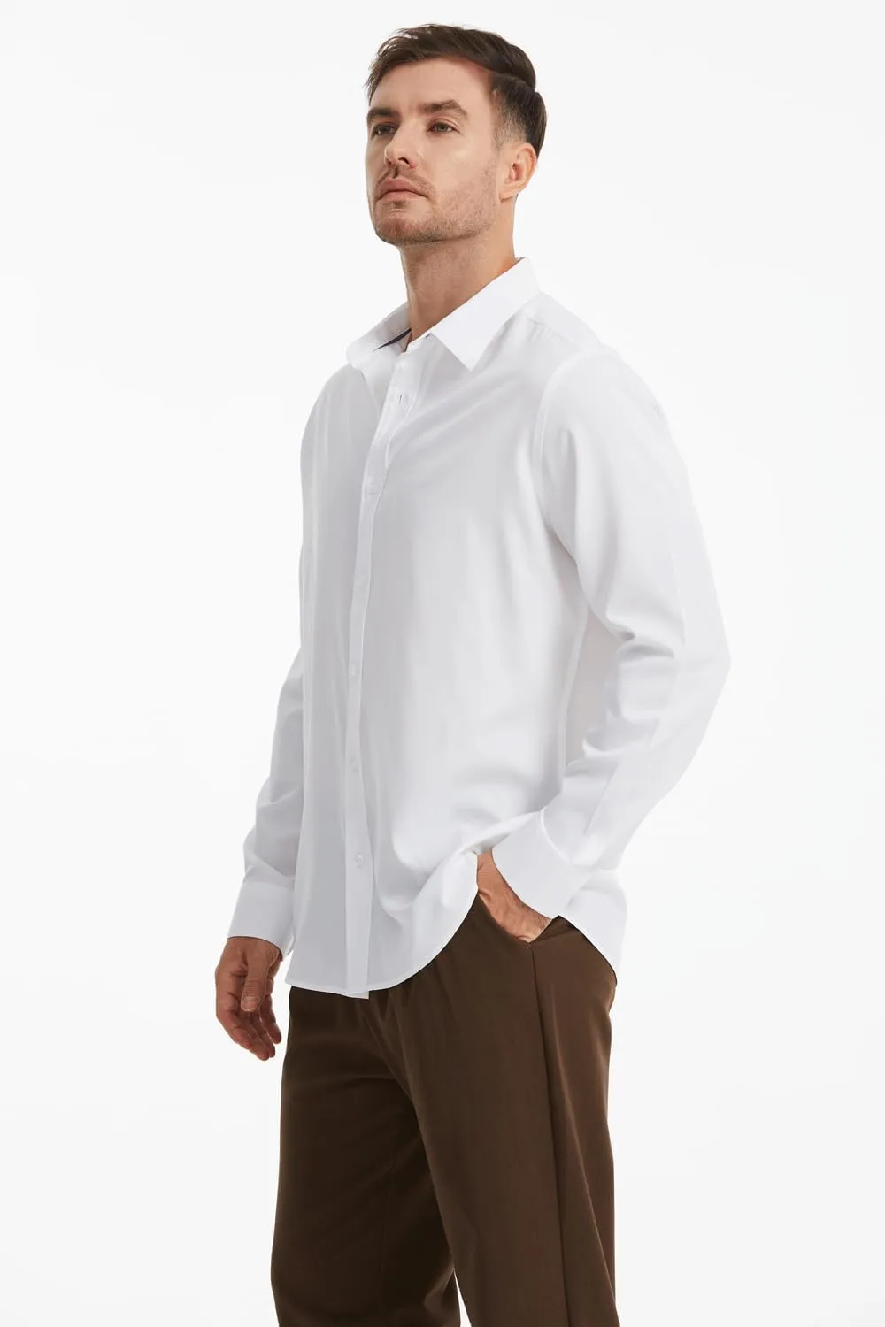 Men's Dress Shirts Solid Wrinkle-Free Long Sleeve Button Down Shirt Regular Fit Formal Shirts