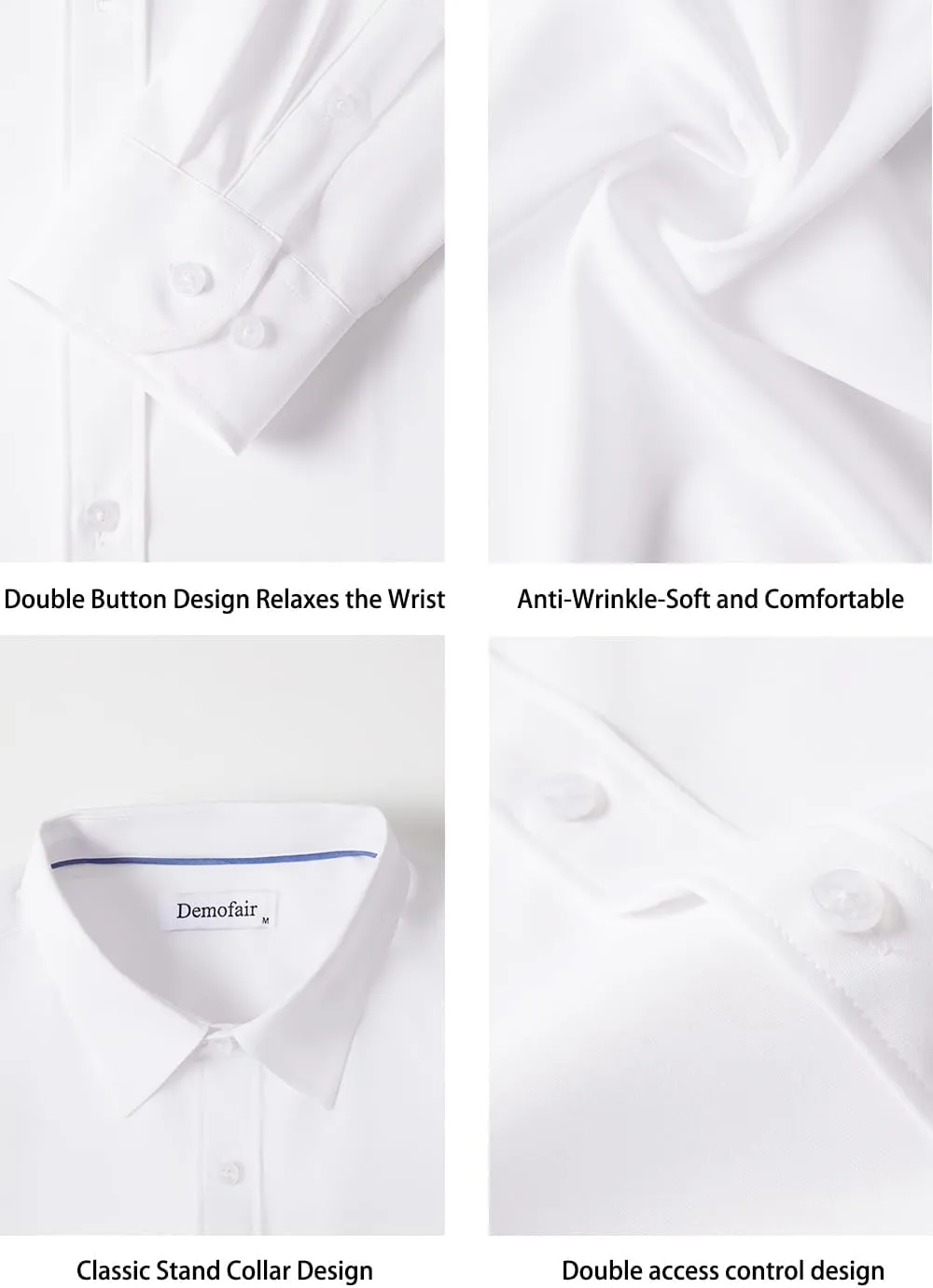 Men's Dress Shirts Solid Wrinkle-Free Long Sleeve Button Down Shirt Regular Fit Formal Shirts