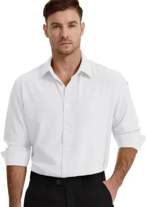 Men's Dress Shirts Solid Wrinkle-Free Long Sleeve Button Down Shirt Regular Fit Formal Shirts