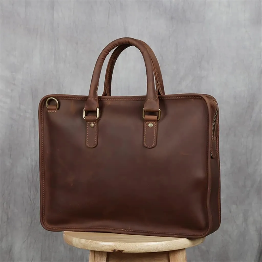 Men's Genuine Leather Laptop 14 Inch bag Casual Man Handbag Coffee Business Tote Shoulder Office Bags