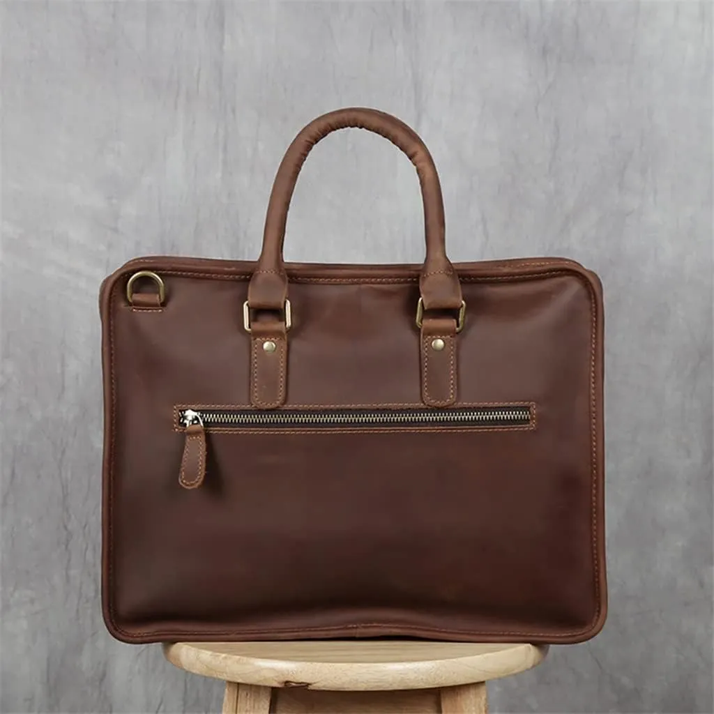 Men's Genuine Leather Laptop 14 Inch bag Casual Man Handbag Coffee Business Tote Shoulder Office Bags