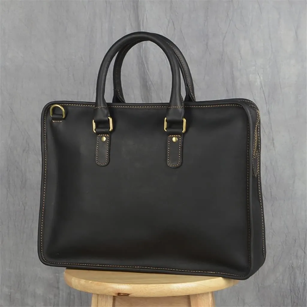 Men's Genuine Leather Laptop 14 Inch bag Casual Man Handbag Coffee Business Tote Shoulder Office Bags
