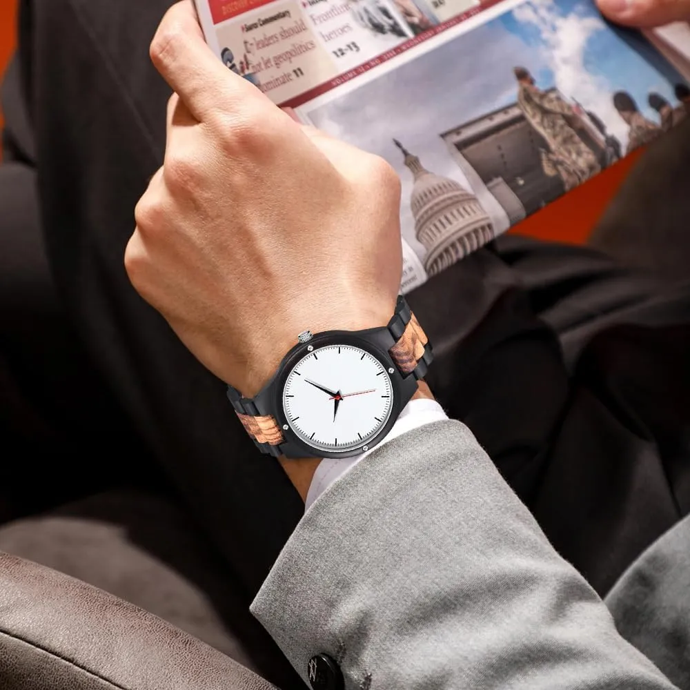 Men's Handmade Wooden Watches Mens Lightweight Analog Quartz Wood Mens Wrist Watch