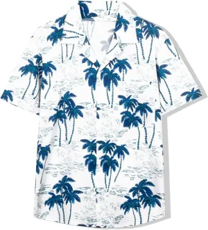 Mens Hawaiian Button Down Shirt Short Sleeve Beach Shirt Summer