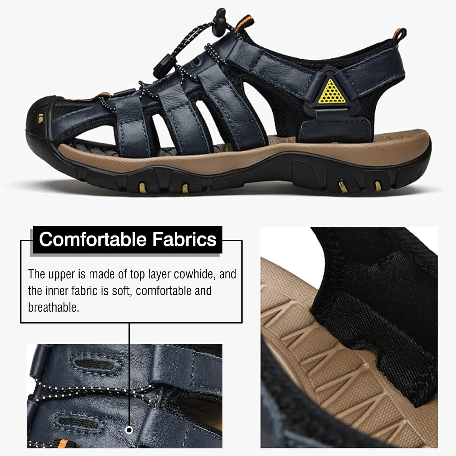 Men's Hiking Sport Sandals, Closed Toe Sport Sandals, Lightweight Trail Walking Casual Sandals Water Shoes