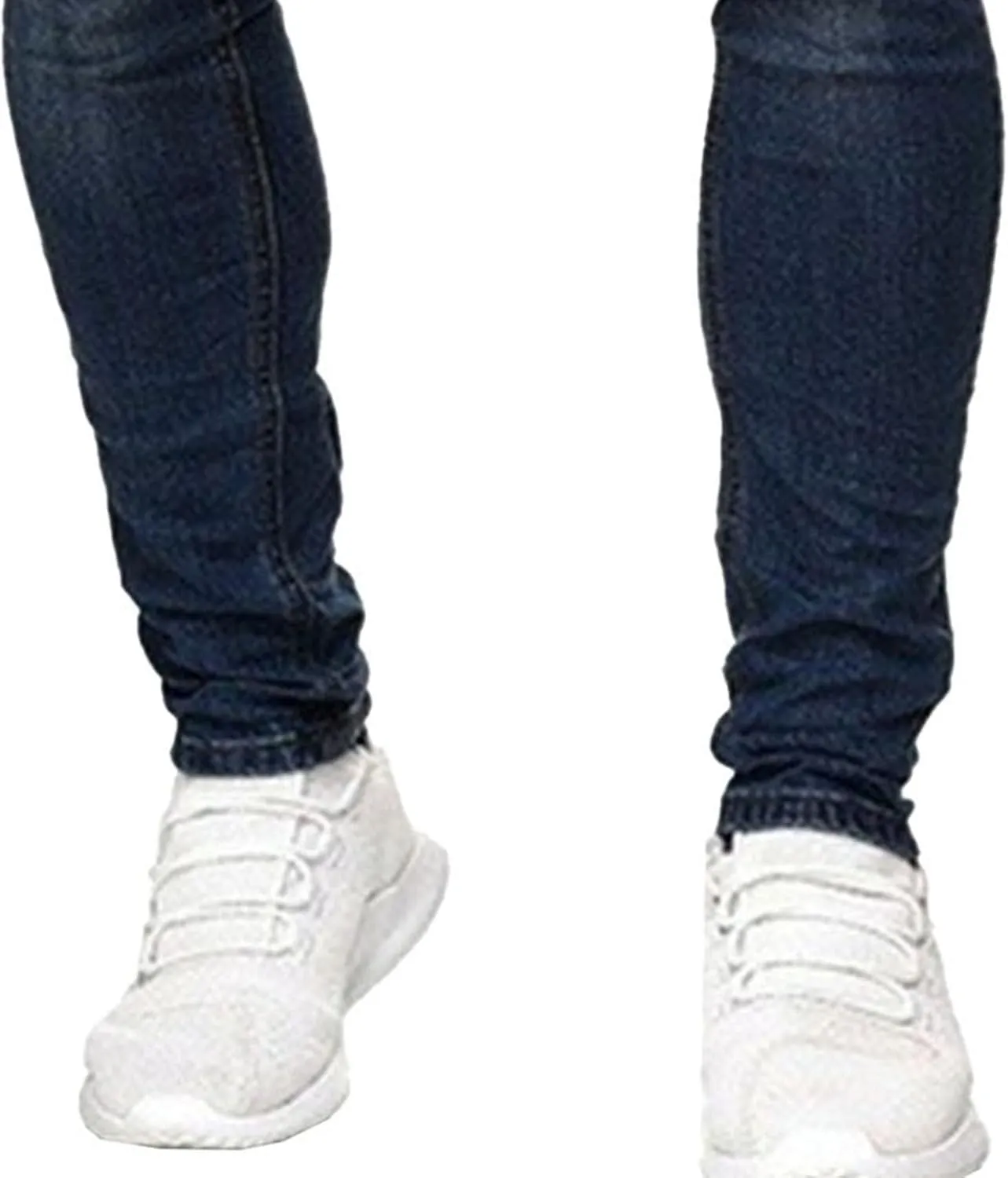 Mens Jeans Ripped Slim Fit Jean Feet Pants Skinny Hole Stretch Cowboy Trousers Simple Trendy Tapered Pant