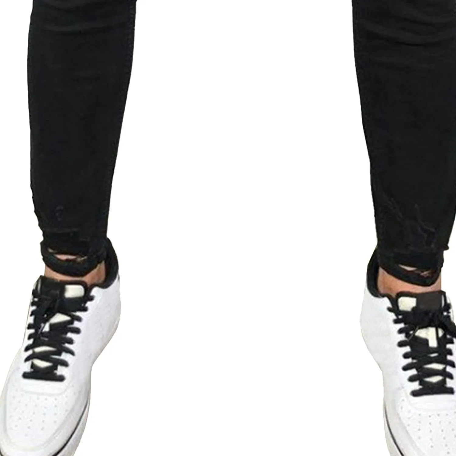 Mens Jeans Ripped Slim Fit Jean Feet Pants Skinny Hole Stretch Cowboy Trousers Simple Trendy Tapered Pant