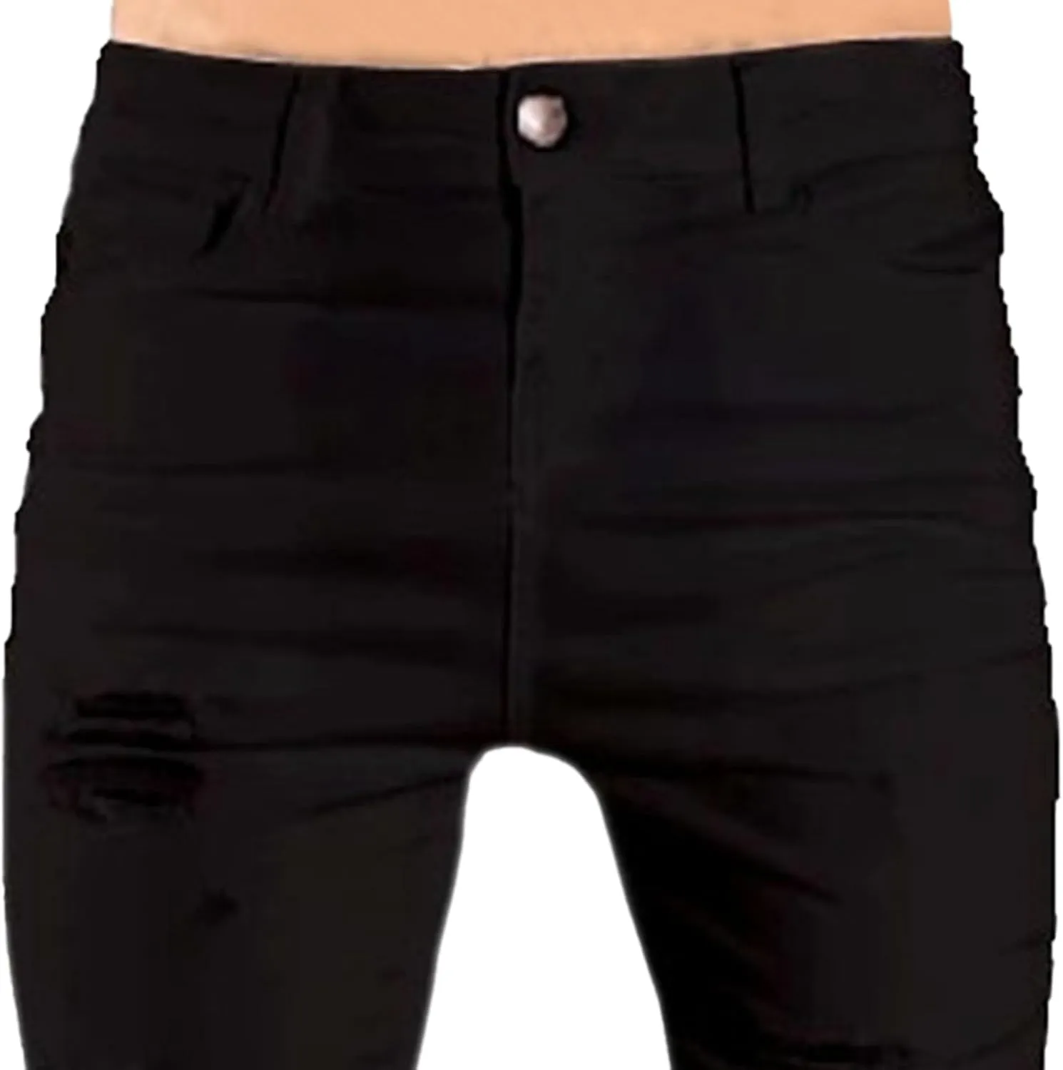 Mens Jeans Ripped Slim Fit Jean Feet Pants Skinny Hole Stretch Cowboy Trousers Simple Trendy Tapered Pant