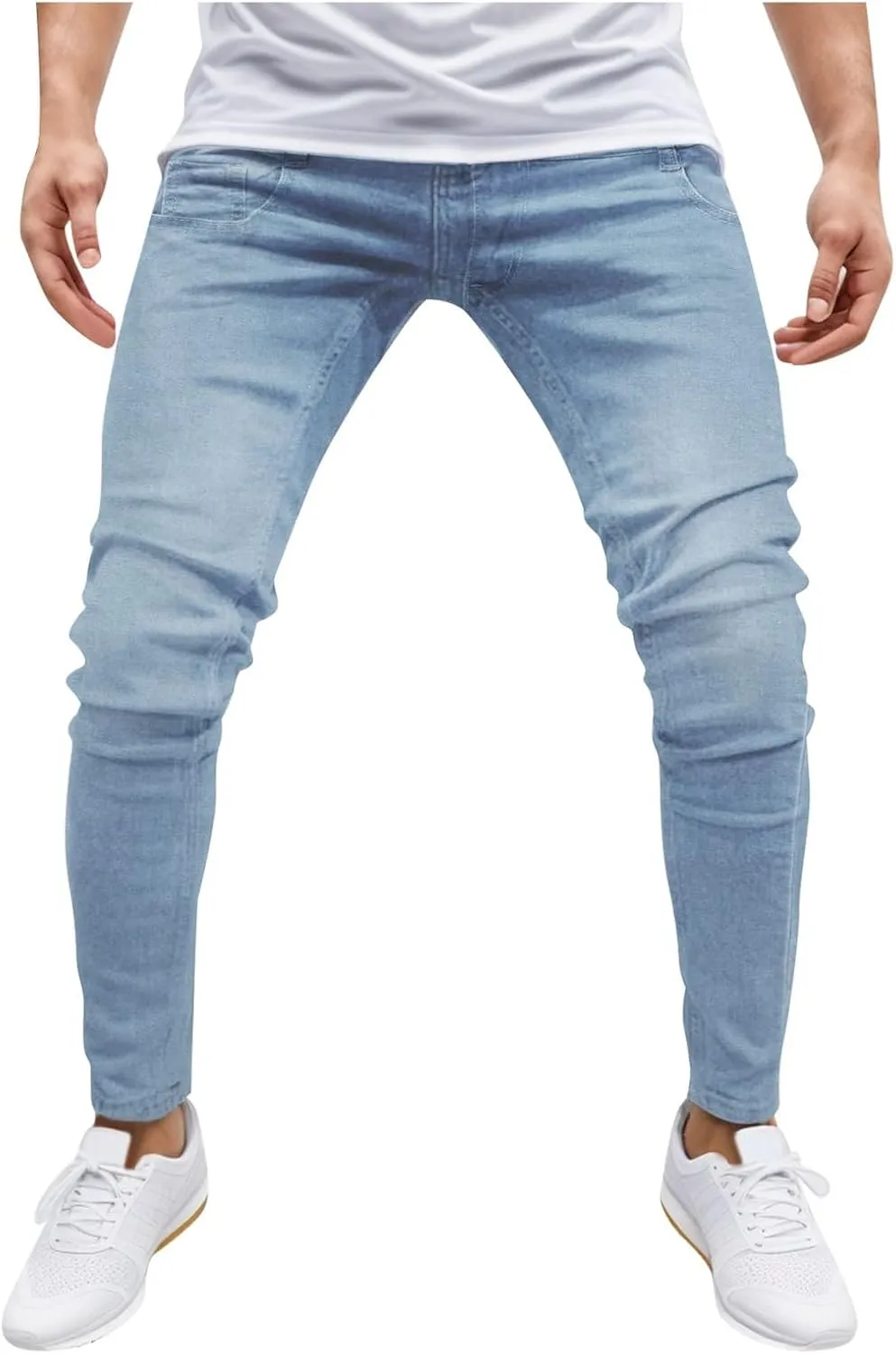 Men's Jeans Slim Fit Skinny Denim Stretch Tapered Jean Pants Casual Elastic Waist Jeans Fashion Comfort Denim Pants