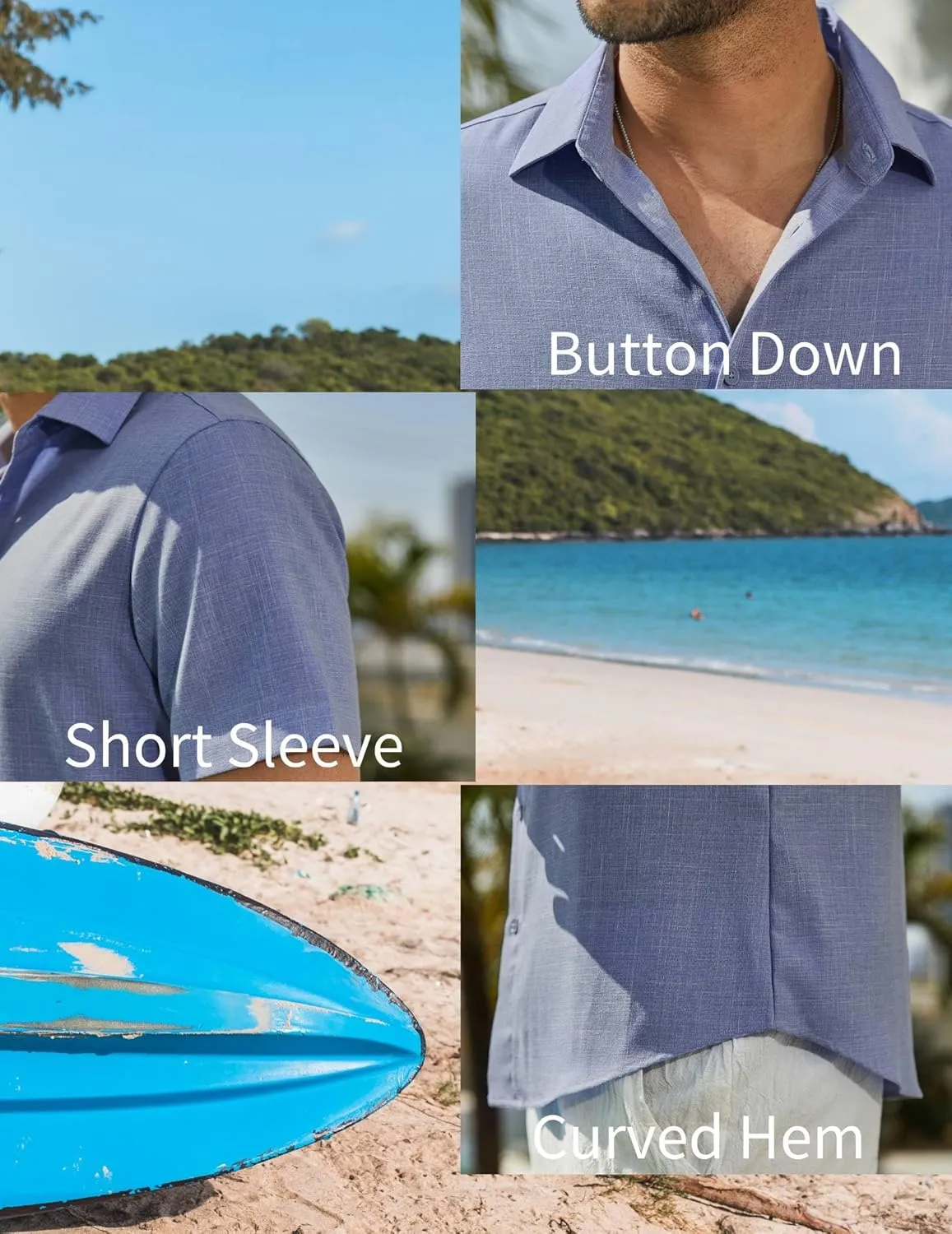 Men's Linen Shirts Short Sleeve Casual Button Down Shirts Summer Beach Wedding Vacation Cotton Tops