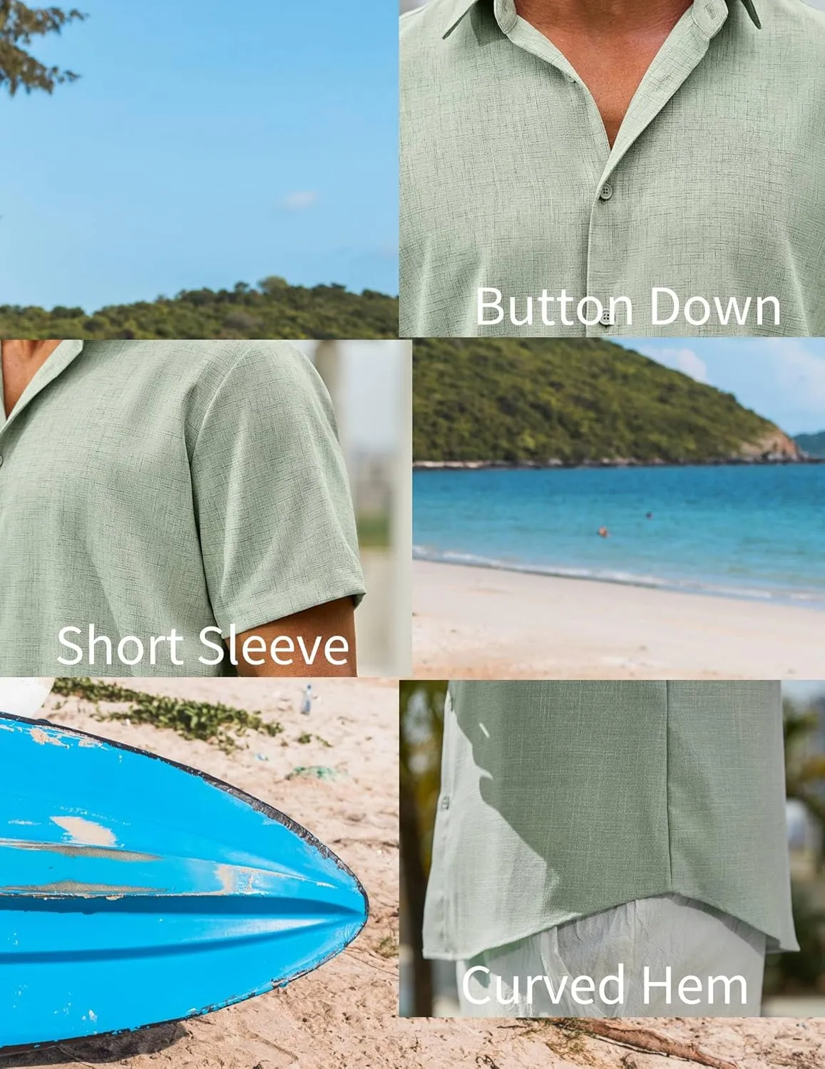 Men's Linen Shirts Short Sleeve Casual Button Down Shirts Summer Beach Wedding Vacation Cotton Tops
