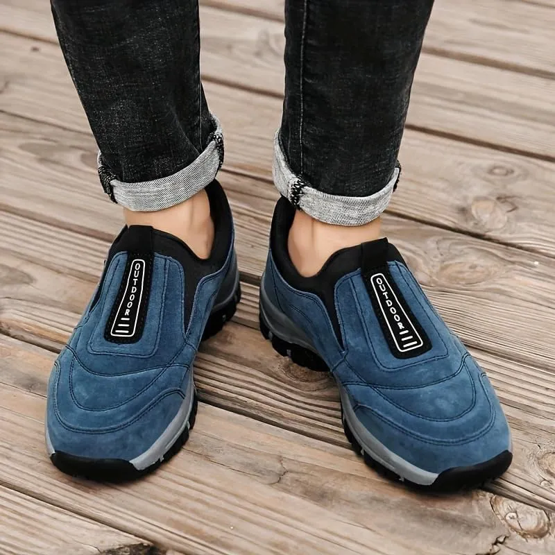 Men's Loafers Slip-On Shoes, Striped, Durable Non-Slip Sole, PU Upper, Fabric Lining - Suitable for All Seasons Plus Size