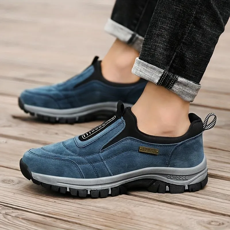 Men's Loafers Slip-On Shoes, Striped, Durable Non-Slip Sole, PU Upper, Fabric Lining - Suitable for All Seasons Plus Size