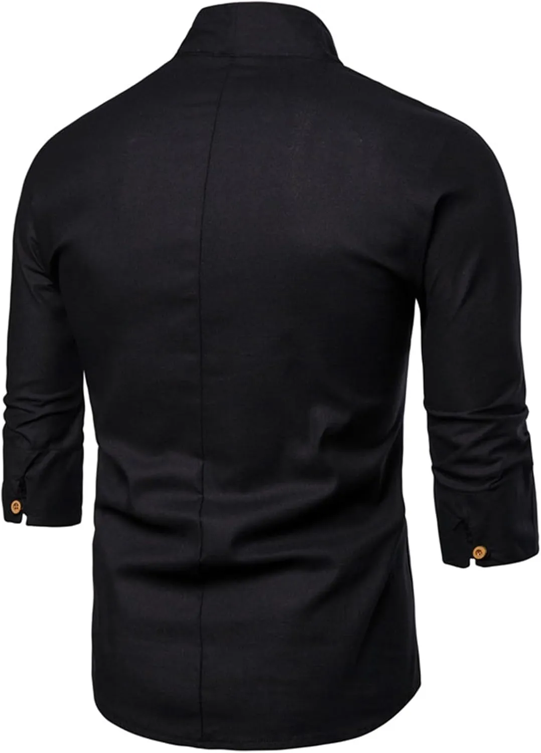 Men's Monk Buddhist Outfit T-Shirt V-Neck Plain Cotton Linen 3/4 Sleeve Shirts Retro Casual Loose Household Clothes