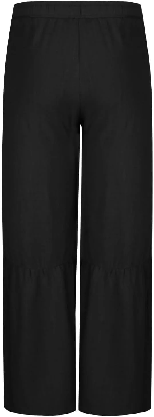 Men's Plus Size Linen Wide Leg Pants Casual Solid Loose Drawstring Waist Trouser Summer Ruffle Hem Beach Flowy Pants