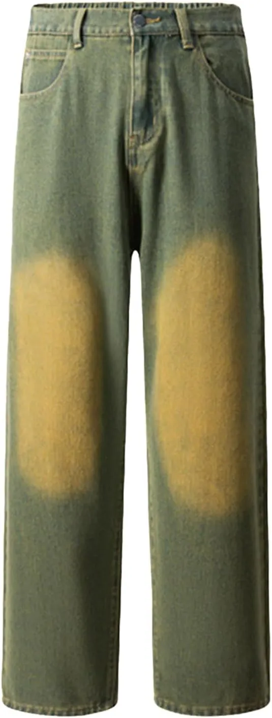 Men's Regular Fit Jeans Vintage Straight Wide Leg Denim Pants with Pockets Casual Streetwear Y2k Baggy Jeans Trousers