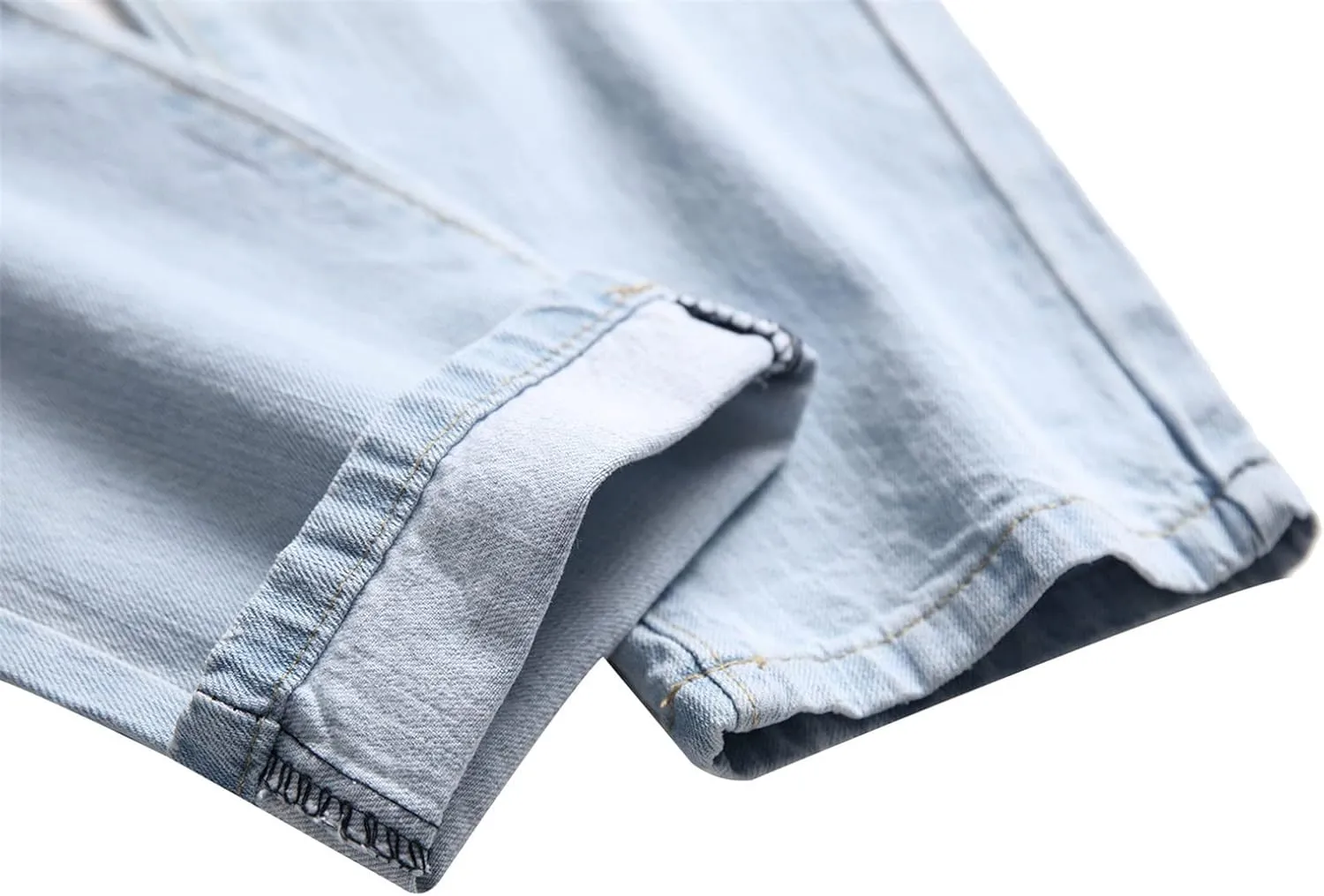 Men's Ripped Washed Slim Fit Jeans Straight Leg Hip Hop Denim Pants Vintage Distressed Skinny Jean Trousers