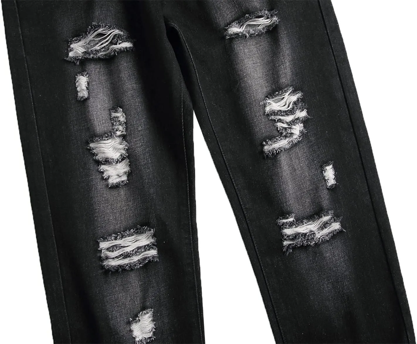 Men's Ripped Washed Slim Fit Jeans Straight Leg Hip Hop Denim Pants Vintage Distressed Skinny Jean Trousers