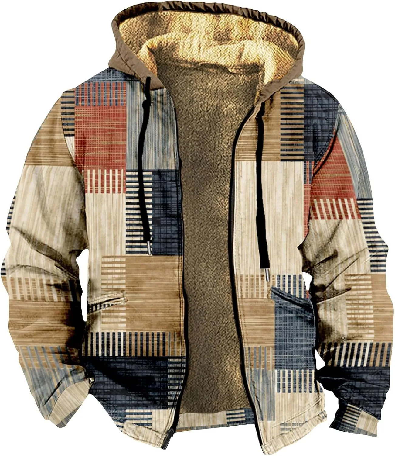 Men's Sherpa Lined Full Zip Fleece Hoodie Heavyweight Fleece Sweatshirt Thick Sherpa Lined Shirts