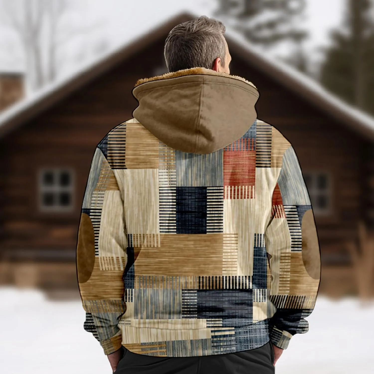 Men's Sherpa Lined Full Zip Fleece Hoodie Heavyweight Fleece Sweatshirt Thick Sherpa Lined Shirts