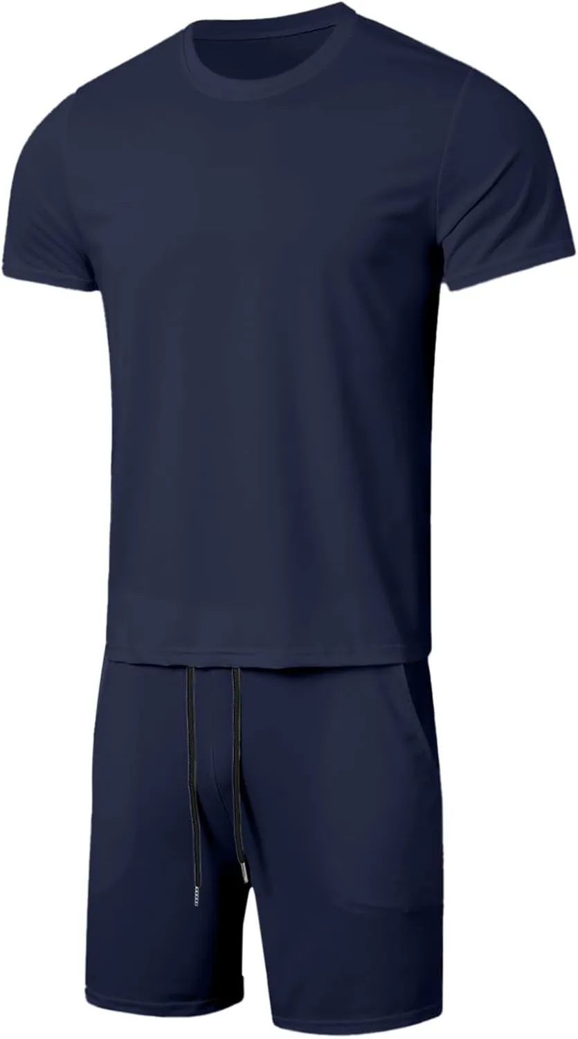 Men's Shirt & Shorts Set, 2 Piece Outfits Casual Summer Tracksuits, Tracksuit Sweatsuits Athletic Jogging Gym Activewear