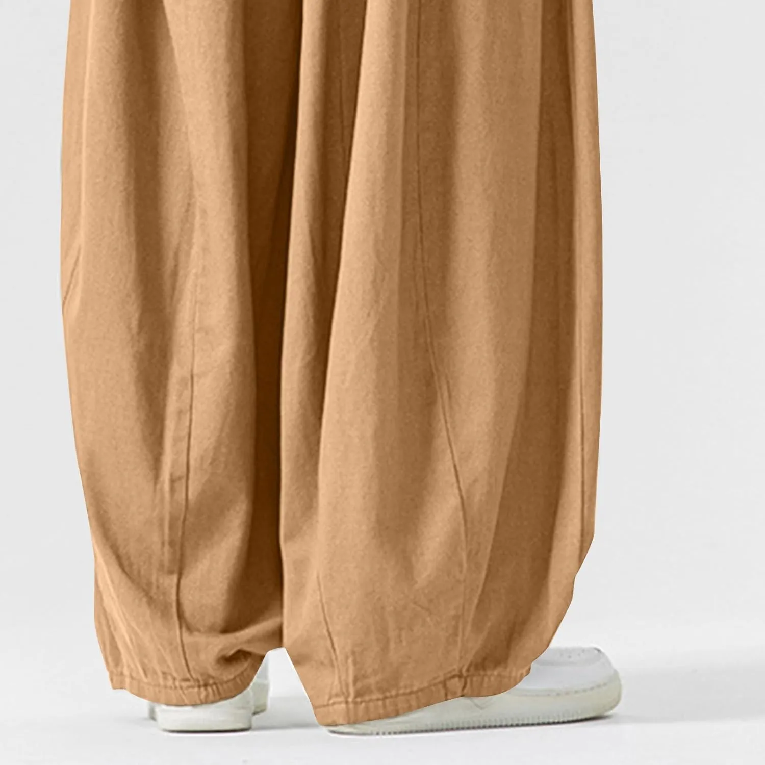 Men's Streetwear Pants Plus Size Fashion Loose Fit Comfy Wide Leg Pant Casual Solid Color Beach Comfy Light Trouser