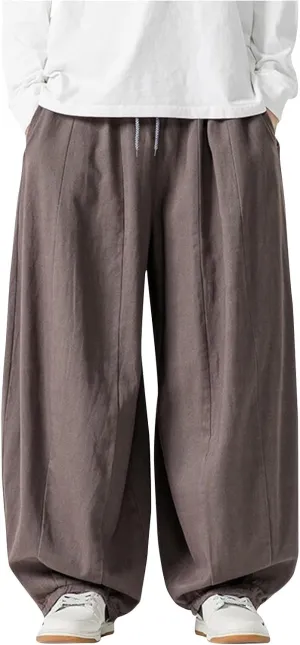 Men's Streetwear Pants Plus Size Fashion Loose Fit Comfy Wide Leg Pant Casual Solid Color Beach Comfy Light Trouser