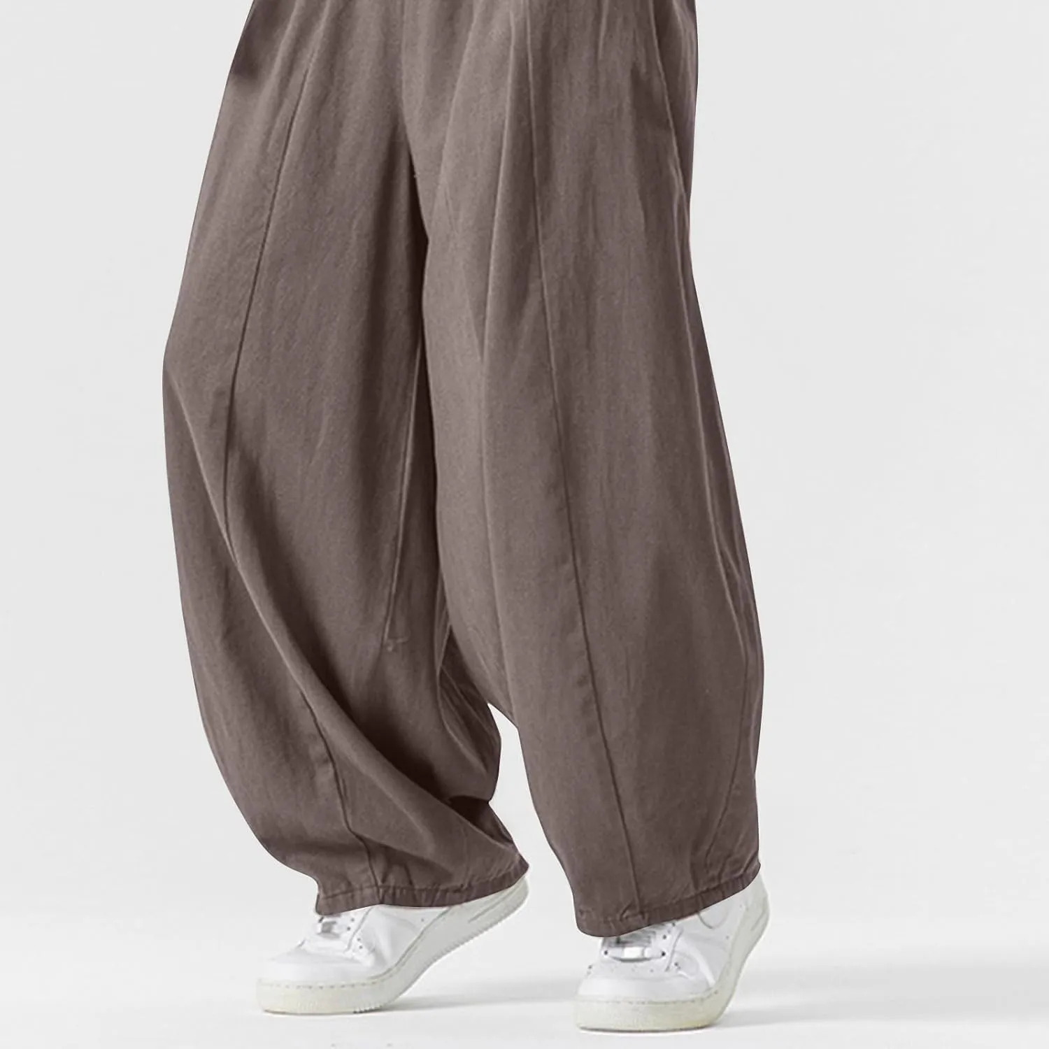 Men's Streetwear Pants Plus Size Fashion Loose Fit Comfy Wide Leg Pant Casual Solid Color Beach Comfy Light Trouser