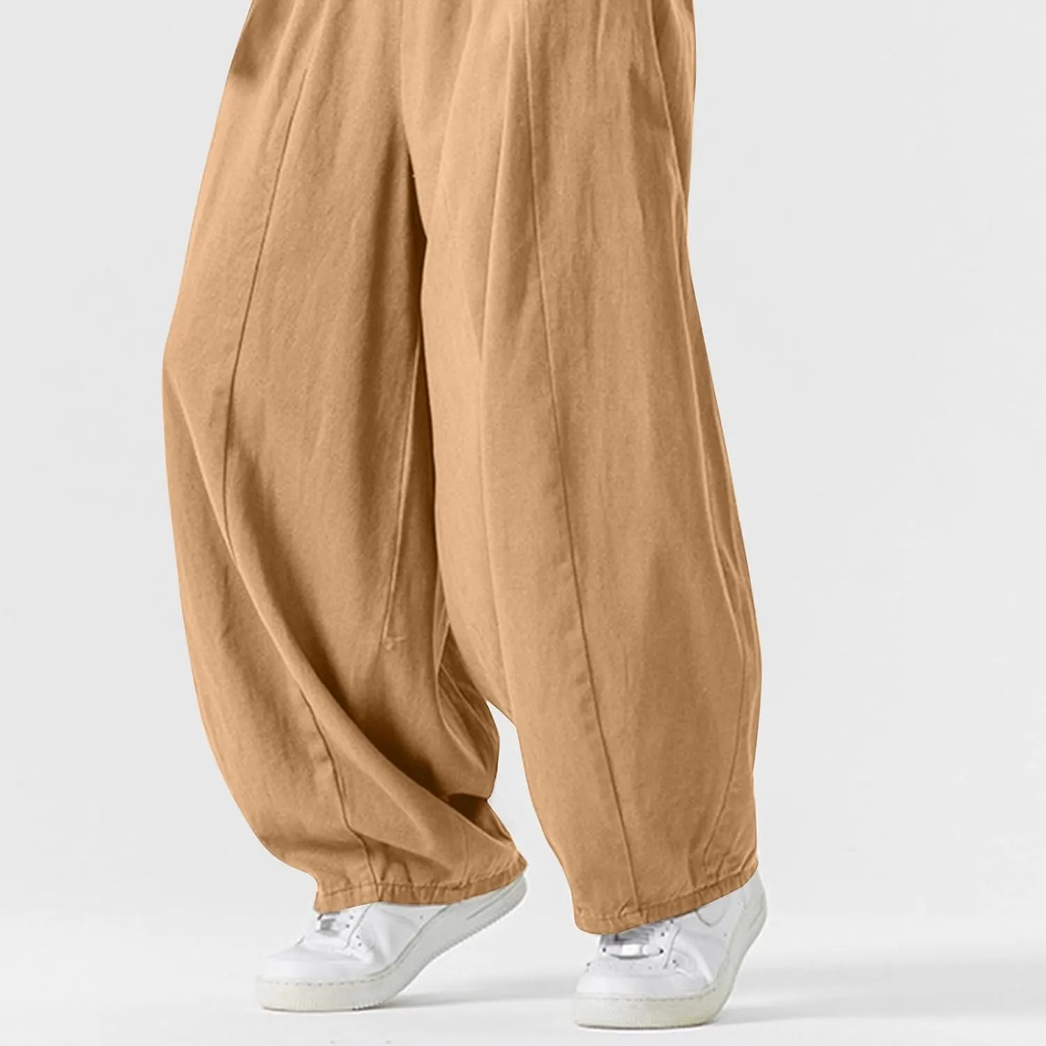 Men's Streetwear Pants Plus Size Fashion Loose Fit Comfy Wide Leg Pant Casual Solid Color Beach Comfy Light Trouser